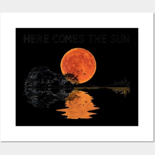 Here Comes The Sun Guitar Shadow Sunset T shirt Posters and Art